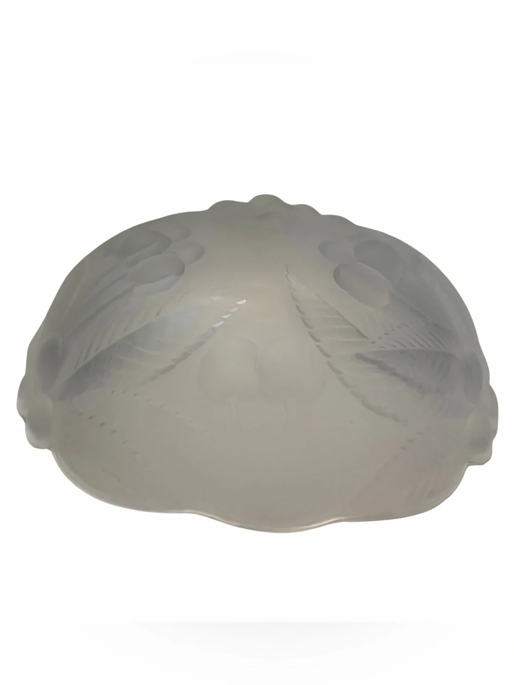 Vintage Frosted Glass 9” Bowl Cherry Leaf Pattern